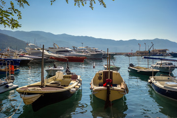 Boat in the port of Budva. Montenegro.
