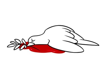 Pigeon symbol peace killed dead cartoon illustration isolated image