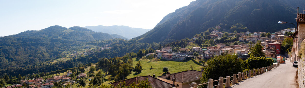 Beautiful panorama over mediterranean village Vesio near Lake Garda, Alps, Italy