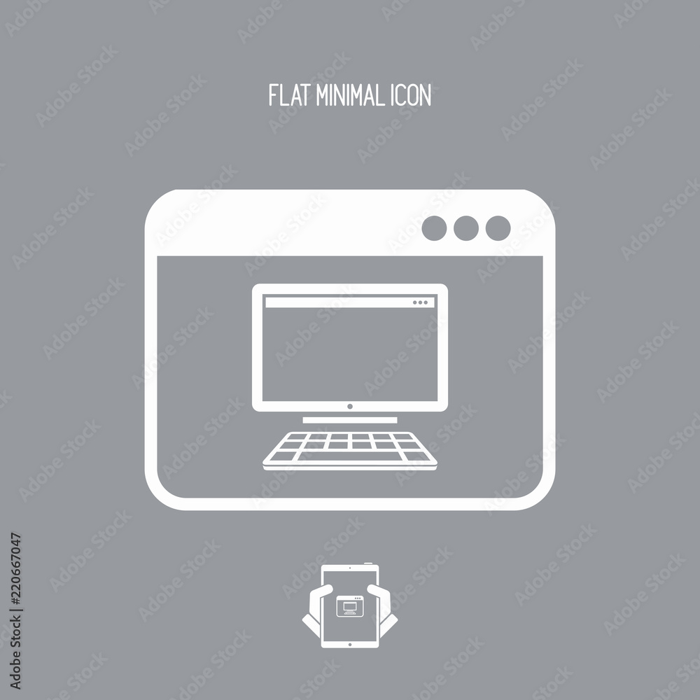 Poster computer remote control app - vector flat minimal icon