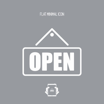 "Open" signboard store icon