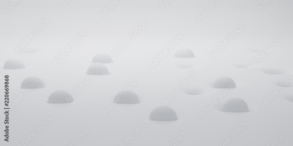 Aufkleber abstract of white surface with random position of hole and white sphere ball,minimal concept,futuris
