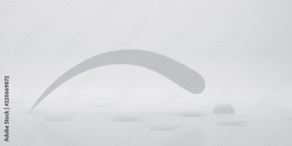 Poster Abstract of white surface with random position of hole and sphere ball,minimal concept,Futuristic space. 3D rendering