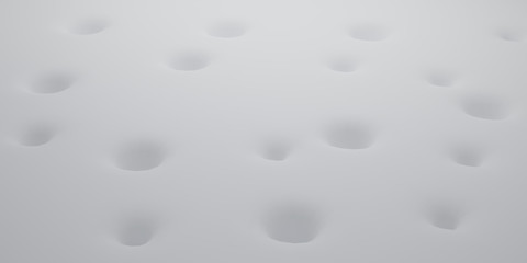Abstract of white surface with random position of hole,minimal concept,Futuristic space. 3D rendering