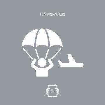Parachutist jumping from the airplane - Minimal icon