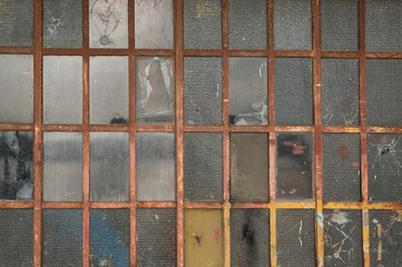 background of glass and grid metal