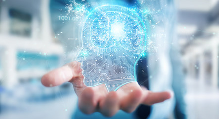 Businessman creating artificial intelligence 3D rendering