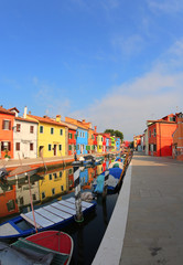 Fototapeta na wymiar Vivid colors of the houses in Burano Island near Venice