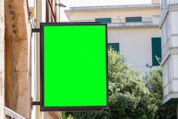 Store brand sign mockup with natural landscape