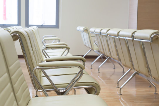 Bare seats waiting for patients in an elegant hospital