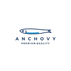 anchovy fish logo vector icon seafood illustration