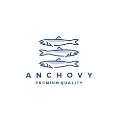 anchovy fish logo vector icon seafood illustration