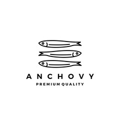 anchovy fish logo vector icon seafood illustration