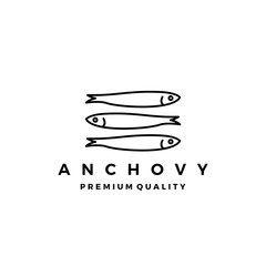 anchovy fish logo vector icon seafood illustration
