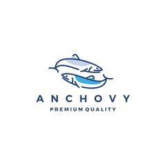 anchovy fish logo vector icon seafood illustration