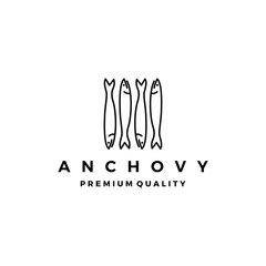 anchovy fish logo vector icon seafood illustration