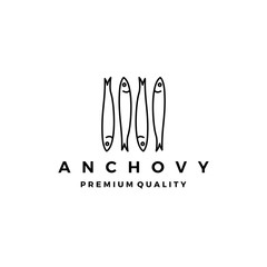 anchovy fish logo vector icon seafood illustration