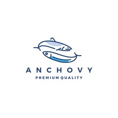 anchovy fish logo vector icon seafood illustration