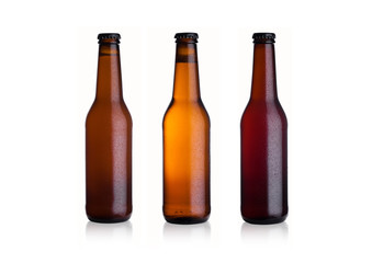 Brown glass beer bottles with black cap