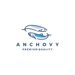 anchovy fish logo vector icon seafood illustration