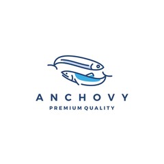 anchovy fish logo vector icon seafood illustration