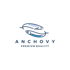 anchovy fish logo vector icon seafood illustration