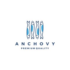 anchovy fish logo vector icon seafood illustration