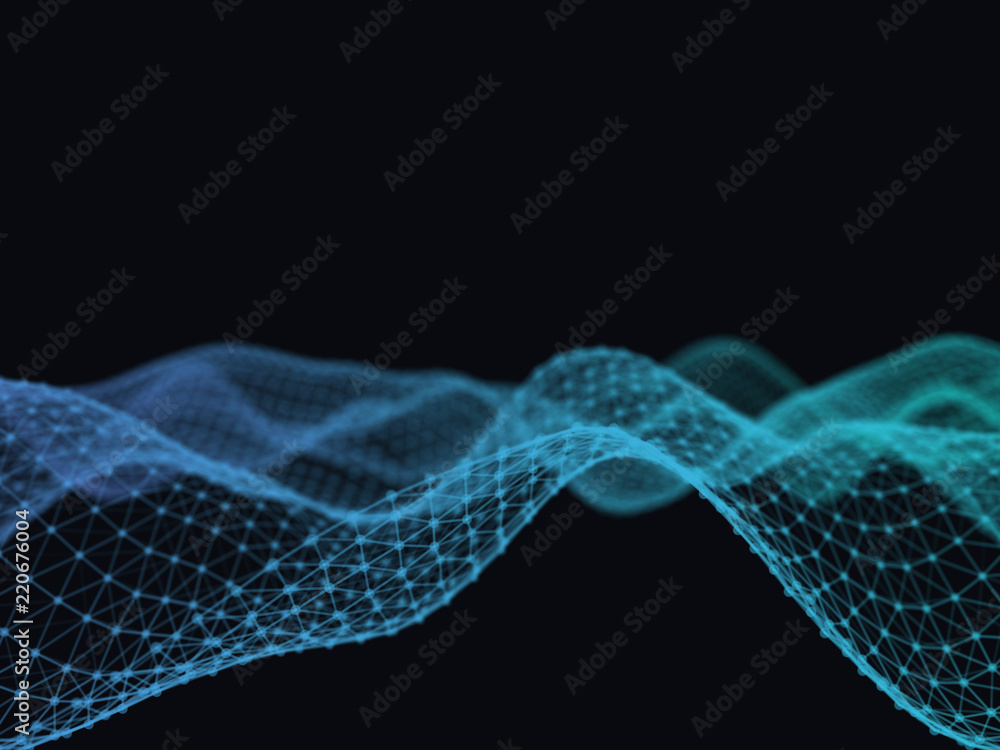 Poster abstract 3d technology futuristic geometrical and science neon visualization. plexus digital wallpap