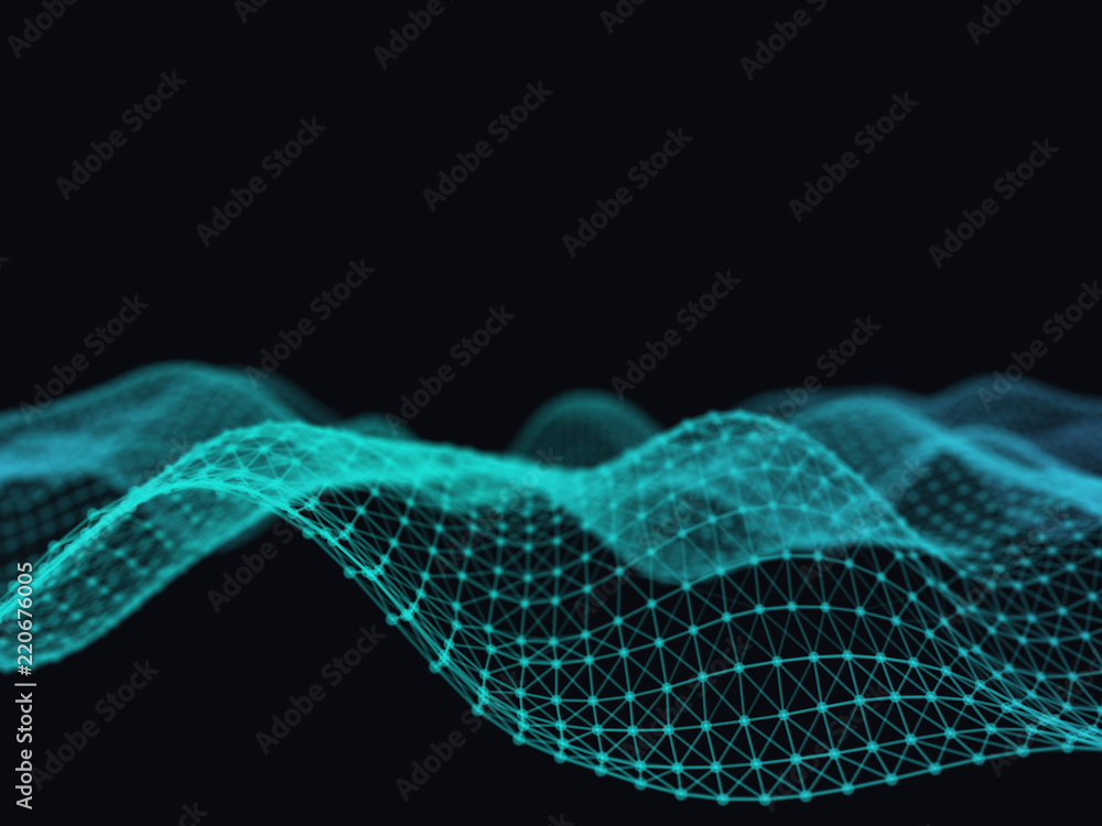 Poster abstract 3d technology futuristic geometrical and science neon visualization. plexus digital wallpap