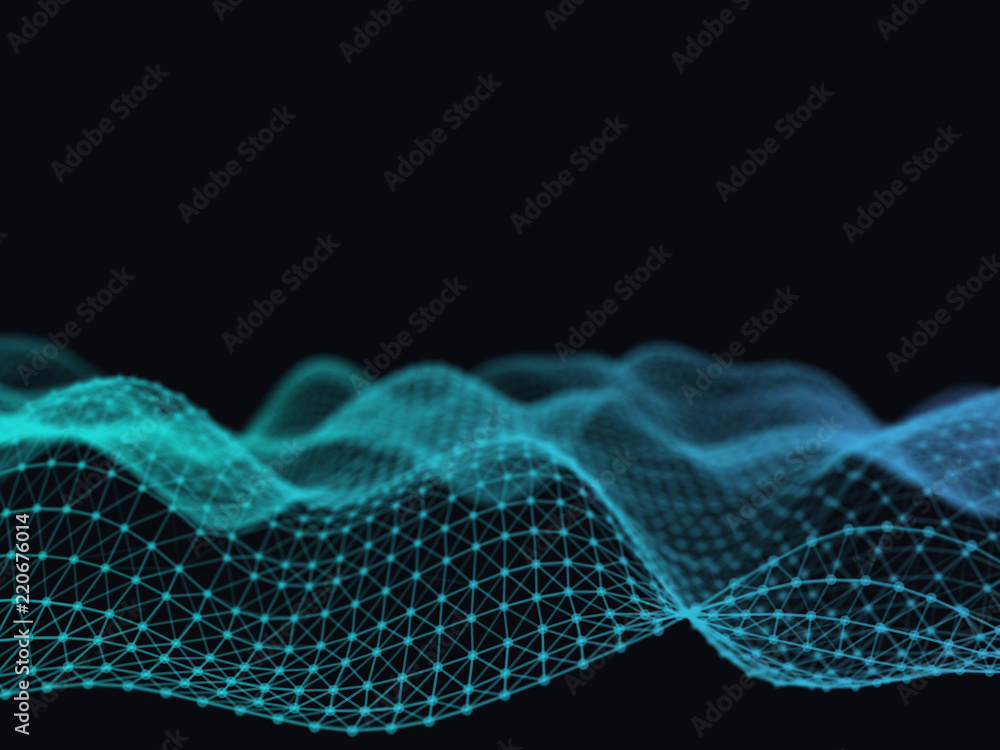 Poster abstract 3d technology futuristic geometrical and science neon visualization. plexus digital wallpap