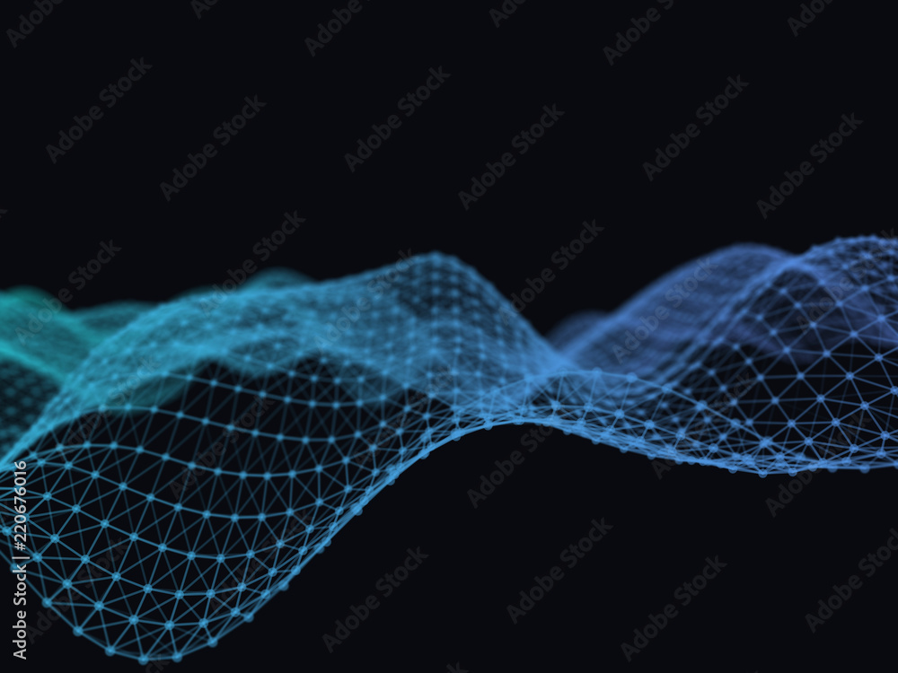 Poster abstract 3d technology futuristic geometrical and science neon visualization. plexus digital wallpap