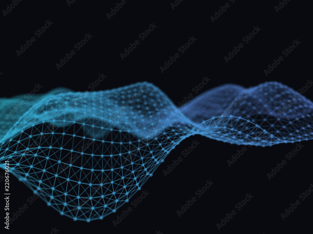 Poster abstract 3d technology futuristic geometrical and science neon visualization. plexus digital wallpap