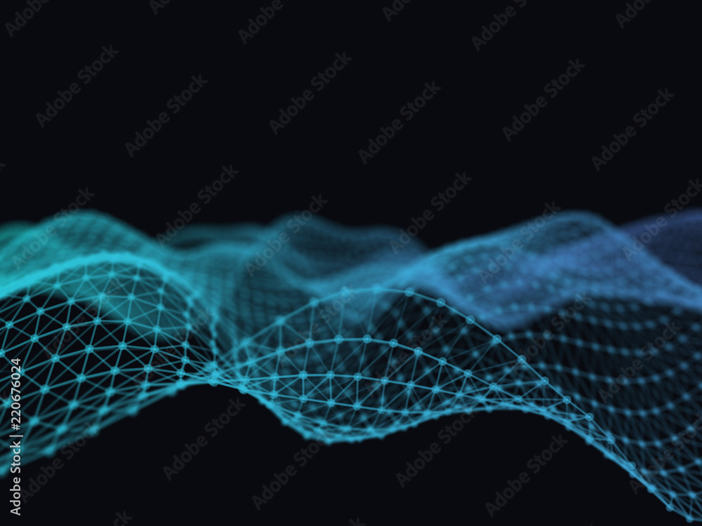 Poster abstract 3d technology futuristic geometrical and science neon visualization. plexus digital wallpap