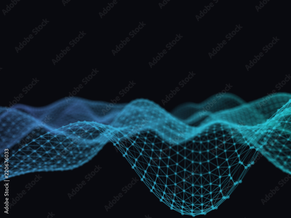 Poster abstract 3d technology futuristic geometrical and science neon visualization. plexus digital wallpap