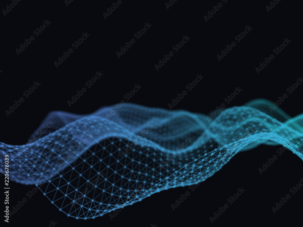 Poster abstract 3d technology futuristic geometrical and science neon visualization. plexus digital wallpap
