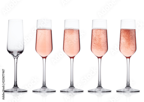 Elegant Rose Pink Champagne Gles With Bubbles Stock Photo And Elegant Rose Pink Champagne Gles With Bubbles