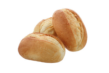 three buns close-up on a white background isolated