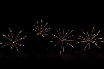 Fireworks on black background for cut out. For celebration design. Abstract firework display background.