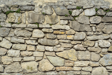Wall of stone blocks