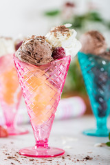 Plastic Ice Cream Sundae Cones with Chocolate and Vanilla Ice Cr