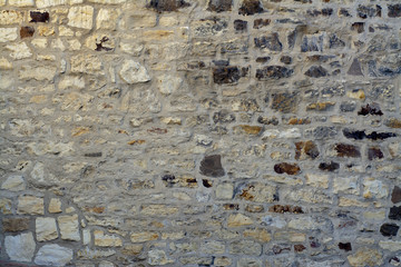 Wall of colorful stone blocks