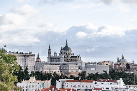 Church Almudena Cathedral in Madrid. View from afar