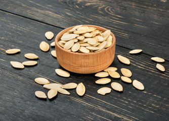 Pumpkin seeds in bowl