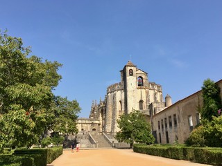 Fototapeta na wymiar Convent of Christ in Tomar, Portugal. The convent and castle complex is a historic and cultural monument and was listed as a UNESCO World Heritage site in 1983. 