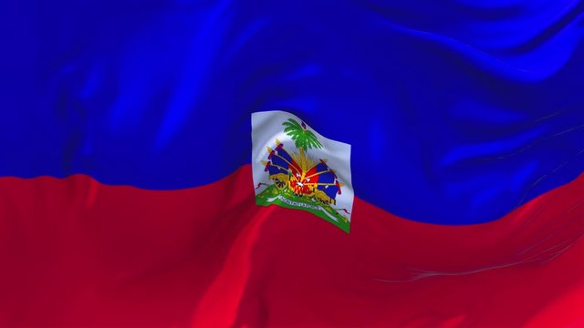 182. Haiti Flag Waving in Wind Slow Motion Animation . 4K Realistic Fabric Texture Flag Smooth Blowing on a windy day Continuous Seamless Loop Background.