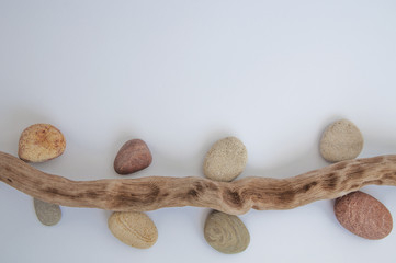 abstract image of old wood and round stones