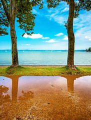 Pathway in the city after a rain