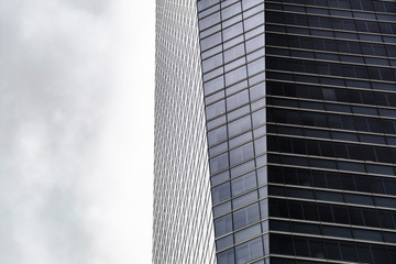 Obraz premium Glass skyscraper in financial district of Madrid