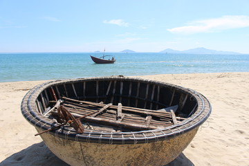 fishing boat on the beach, vietnam, Hoi AN 