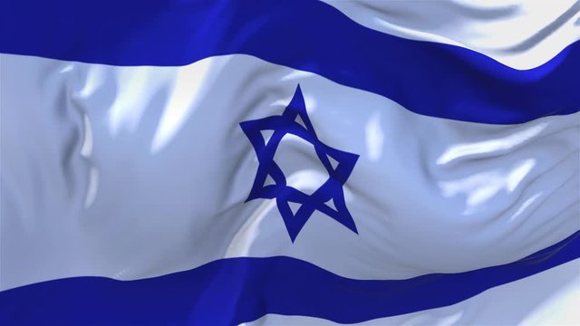 184. Israel Flag Waving in Wind Slow Motion Animation . 4K Realistic Fabric Texture Flag Smooth Blowing on a windy day Continuous Seamless Loop Background.